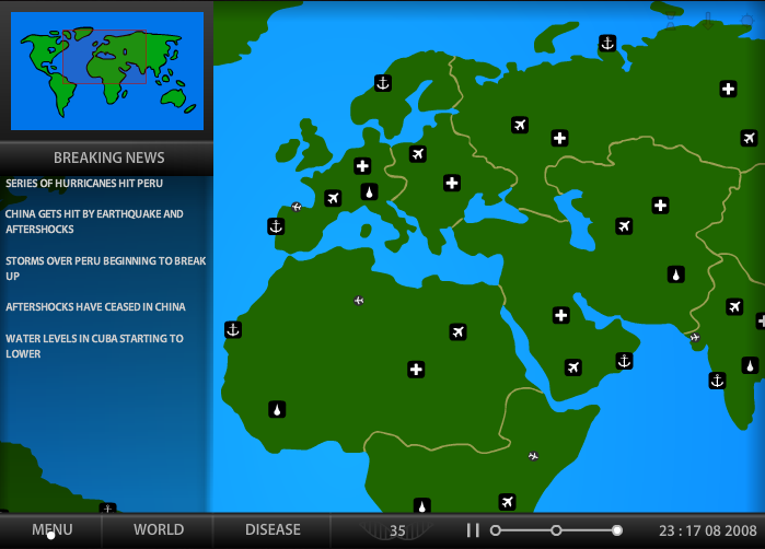 Screenshot of Dan Archibald's game Pandemic 2 for Dark Realm Studios