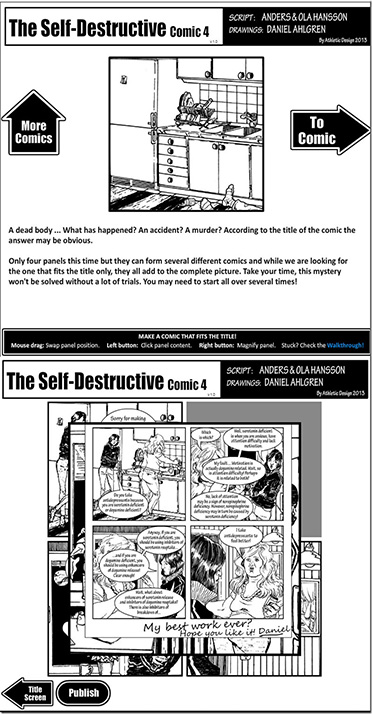 The Self-destructive comic strip in the game Strip 'Em All