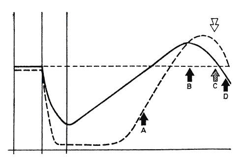Figur 12. Principschema över ändringar i intensiteten av energetisk potential och proteinsyntes under återhämtningsperioden